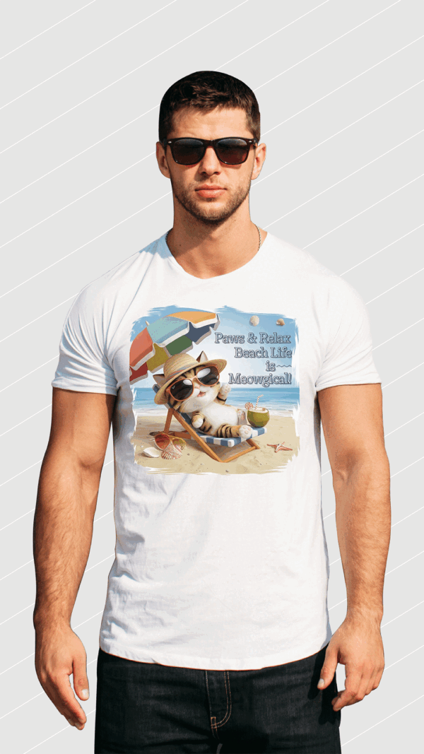 Meowgical Beach Vibes T-Shirt - Image 9