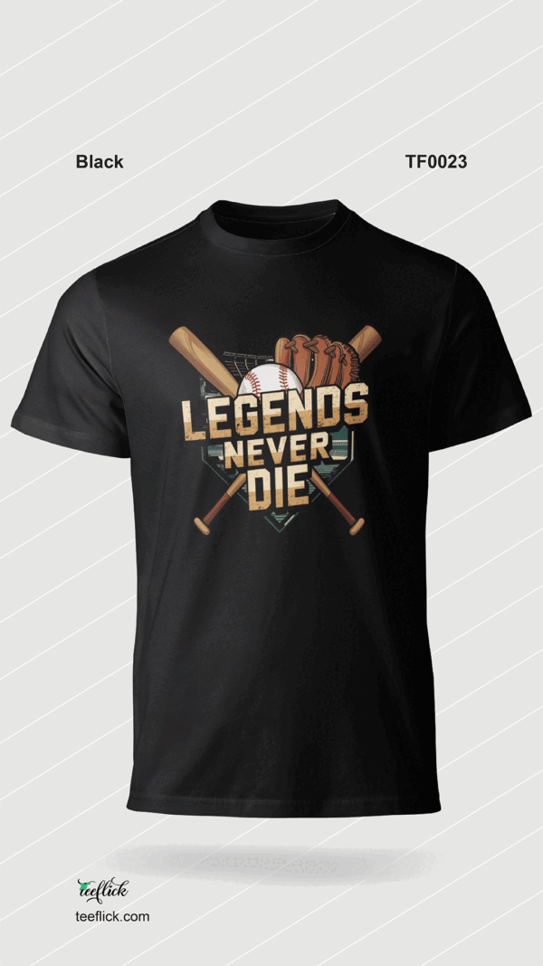Legends Never Die Baseball T-Shirt - Image 2