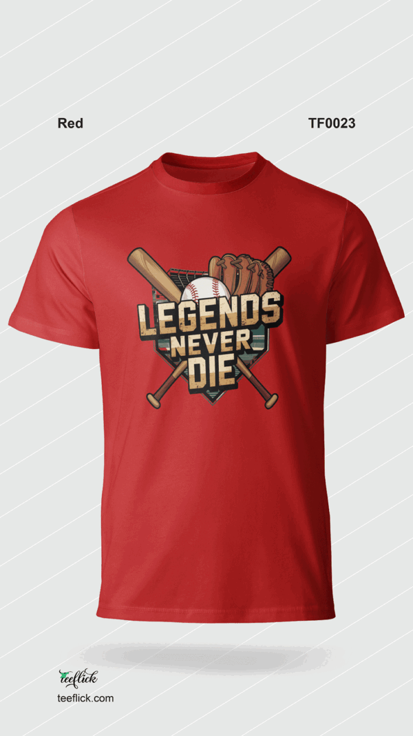 Legends Never Die Baseball T-Shirt - Image 4