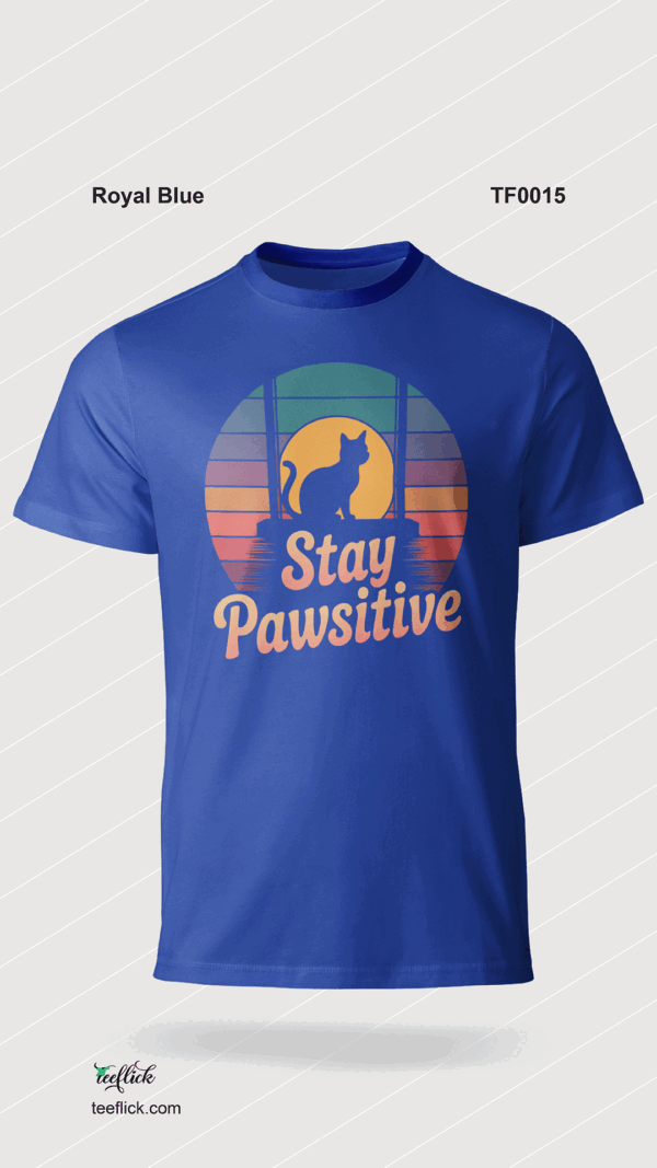 Stay Pawsitive Retro Cat T-Shirt - Image 3