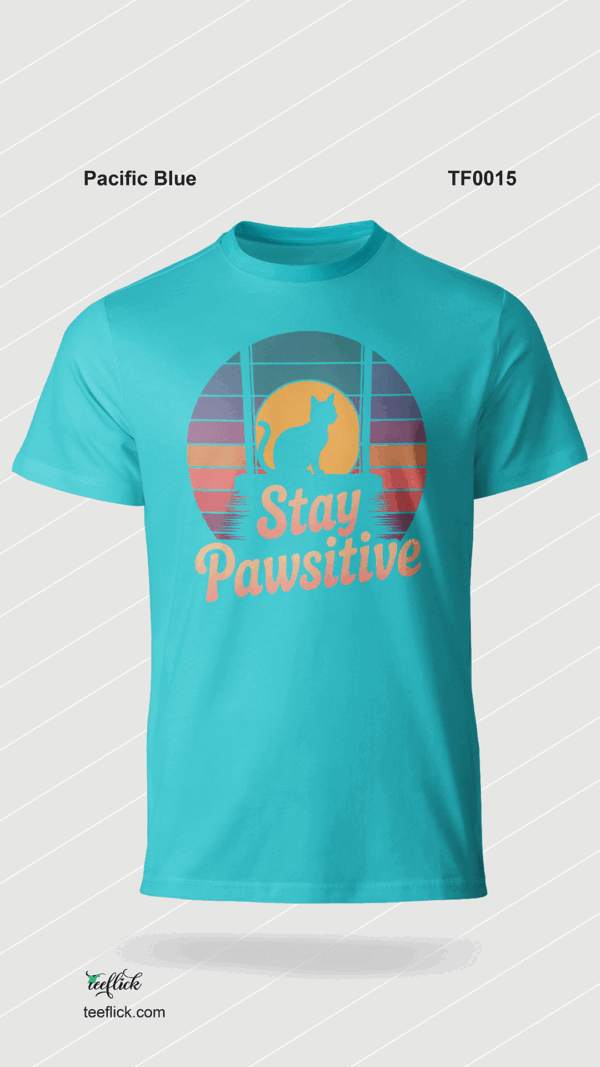 Stay Pawsitive Retro Cat T-Shirt - Image 5